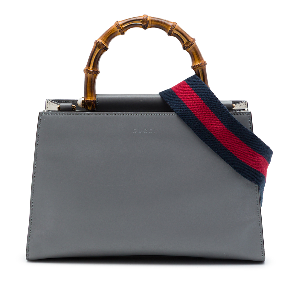 Pre-Loved Gucci Small Calfskin Bamboo Web Nymphaea Satchel